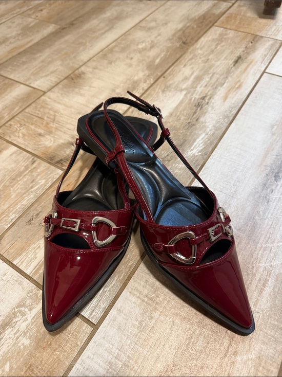 Wild Diva Shoes - NEW Women's Pointed Slingback Flats in Deep Burgundy